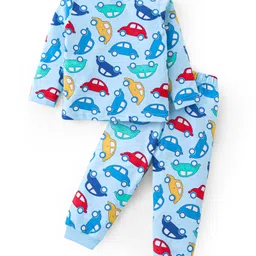 Babyhug Cotton Knit Full Sleeves Night Suit with Vehicle Print - Blue-picture-24