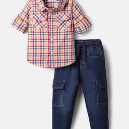 Babyhug Cotton Woven Full Sleeves Checks Shirt & Denim Jeans Set - Multicolor-picture-18