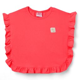 Little Kangaroos Cotton Knit Sleeveless Solid Color Kaftan Top with Frill Detailing - Red-picture-33