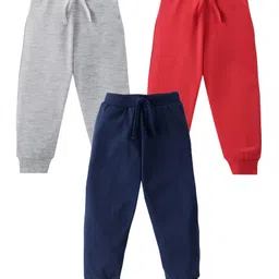 KAVEE Pure Cotton Knit Pack Of 3 Solid Bio Washed Lounge Pants - Red Grey & Navy Blue-picture-28