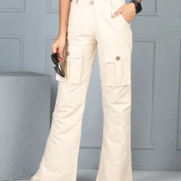 Cutiekins Woven Solid Flared Cargo Pants - Beige-image-63