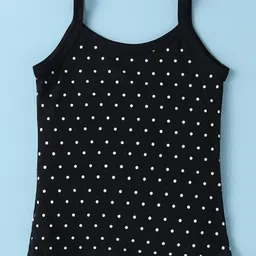 Bodycare Cotton Knit Singlet SleevesSlips With Polka Dot Print Pack of 2 - Black & White image 2