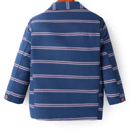 Rikidoos Cotton Full Sleeves Striped Blazer - Blue image 2