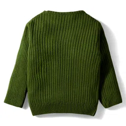 Babyhug Knit Full Sleeves Solid Color Pullover Sweater - Olive Green image 2