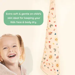 Rangoli 100% Cotton Knit Unicorn & Hearts Printed Towel - Beige image 2