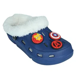 Yellow Bee Marvel Featuring The Avengers Applique Detailed Perforated Plush Line Detailed Clogs - Navy Blue image 3