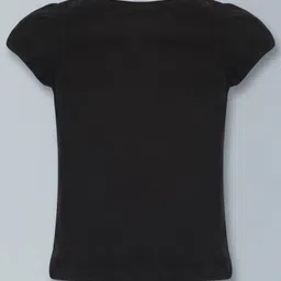 Plum Tree Pack Of 2 Cap Puffed Sleeves Unicorn & Brooklyn Glitter Printed Tops - Off White & Black image 4