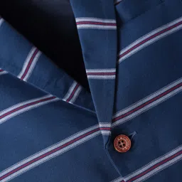 Rikidoos Cotton Full Sleeves Striped Blazer - Blue image 3