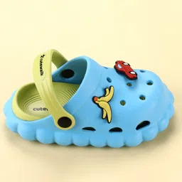 Cute Walk by Babyhug Back Strap Closure Clogs with Car Applique - Blue image 4