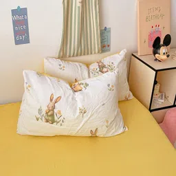 JC HOME Yellow & Brown Self Design Polycotton 3 Piece Double Queen Regular Bedding Set image 2