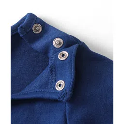 Babyhug 100% Cotton Knit Half Sleeves Onesie Text Print - Navy Blue image 5