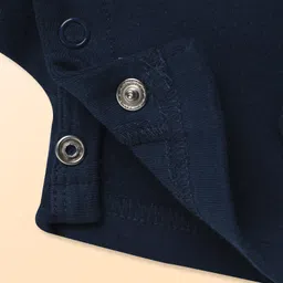 Babyhug 100% Cotton Interlock Knit Half Sleeves Collared Romper with Koala Patch - Navy Blue image 5