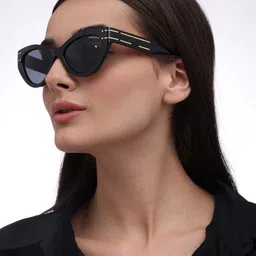 ZAADRAN Unisex Black Cateye Sunglasses with Black UV Protected Lens image 5