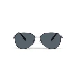 HASHTAG EYEWEAR Unisex Full Rim Polarized & 100 UV Protected Aviator Grey Lens Sunglasses (59) image 2