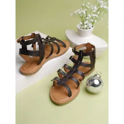 Louis Stitch Women Gladiator Brown Lightweight Flats image 2