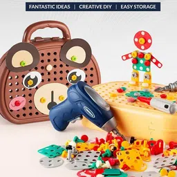 Kidology 203 Pieces Creative Electric Drill Screwdriver Tool & Toy Set image 3