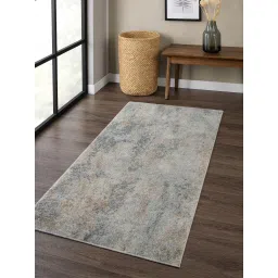 OBSESSIONS Polyester Machine Made Rectangular Floor Runner, Light Grey (2.5x5 Feet) image 1