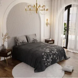 Stoa Paris Whispers of Paris Percale Truffle Canopy Super King Bed Sheet Set with 2 Pillow Cover image 1