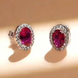 Palmonas 925 Sterling Silver Timeless Synthetic Red Ruby Stud Earring-image-9