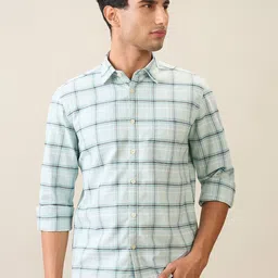 Parx Men Slim Fit Windowpane Checks Checked Pure Cotton Casual Shirt-picture-16