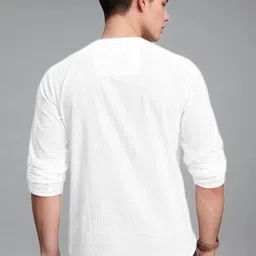 APEKTRA Band Collar Roll-Up Sleeves Straight Short Kurta image 5