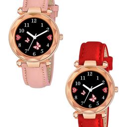 CSAMON Women Dial & Straps Watch GR379RG BFly PINK G RED Vel L-picture-14