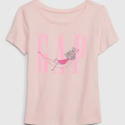 GAP Girls Graphic Printed Pure Cotton Relaxed-Fit Round Neck T-Shirt-picture-15