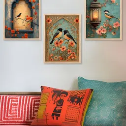 Kotart Brown & Green 3 Pieces Floral & Botanical Printed Wooden Wall Arts-picture-23