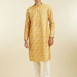Diwas by Manyavar Ethnic Motifs Printed Mandarin Collar Straight Kurta With Pyjama-picture-38