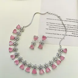 ABDESIGNS Enchanting Silver-Plated AD Stone Studded Jewellery Set image 1