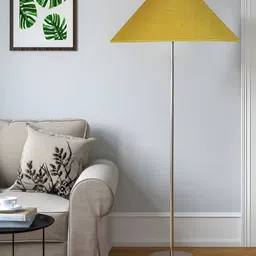 Devansh Yellow & Grey Jute Coolie Shade Steel Base Floor Lamps image 5