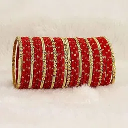 THE BLAZZE Red Glass Artificial Stones & Beads Bangle image 3