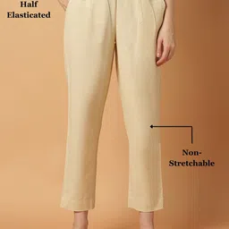 Shravik Women Relaxed Straight Leg Straight Fit Mid-Rise Easy Wash Trousers image 3