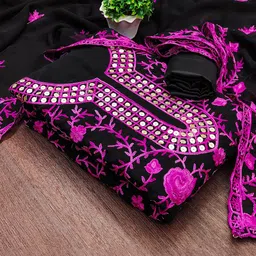 HERE&NOW Floral Embroidered Sequinned Unstitched Dress Material-picture-20