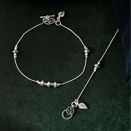 Sangria Silver-Plated Stainless Steel Artificial Beads Anklet-picture-16