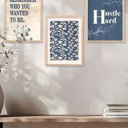 Kotart Brown & Navy Blue 3 Pieces Motivational Quote Printed Wooden Wall Arts image 2