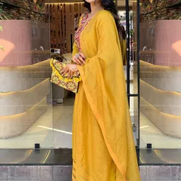 GoSriKi Women Floral Embroidered Kurta with Palazzo & Dupatta image 2