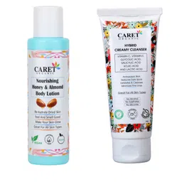 CARET ORGANIC Honey & Almond Body Lotion -100 ml & Hybrid Creamy Cleanser Face Wash-100 ml image 1