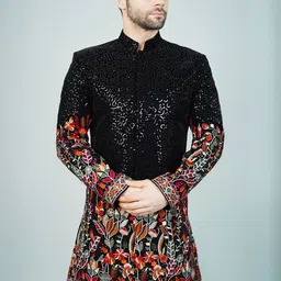 Wintage Self Design Sequinned Velvet Blazer-image-11