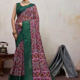 VASTRA-THE FACTORY STORE Ethnic Motifs Printed Woven Design Pure Cotton Saree-picture-35