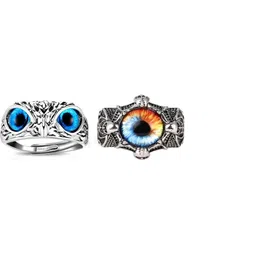 J.S ENTERPRISES Set Of 2 Unisex Stainless Steel Oxidised Finger Rings-picture-30