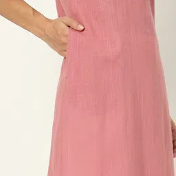 besolid Women Dyed Mirror Work Khadi Kurta image 5