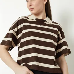 max Women Striped Polo Collar 1 T-shirt-picture-49