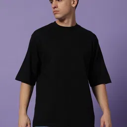 PockMAN Men Bio Finish Solid Round Neck Pure Cotton Oversized T-shirt-image-44