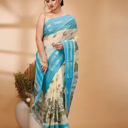 DipDiya Ethnic Motifs Zari Pure Cotton Taant Saree-picture-24