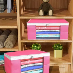 Kuber Industries Pink 12 Pieces Foldable Drawer Organisers image 1