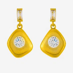 Kushal's Fashion Jewellery Gold-Plated Contemporary Zircon Studded Drop Earrings-image-25