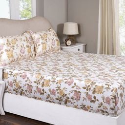 MASPAR Pink and White Floral Printed Pure Cotton 300 TC Double Bedsheet Set 2.75 x 2.24 m-picture-24