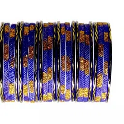 THE BLAZZE Blue Glass Artificial Stones & Beads Bangle image 1