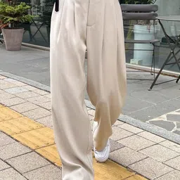 Next One Women Smart Loose Fit High-Rise Easy Wash Pleated Trousers-picture-22